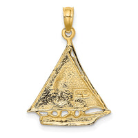 14K Polished and Textured Sailboat Charm-K7892