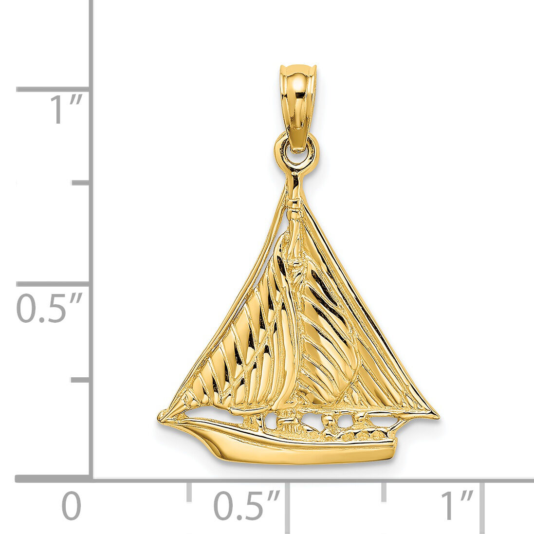 14K Polished and Textured Sailboat Charm-K7892