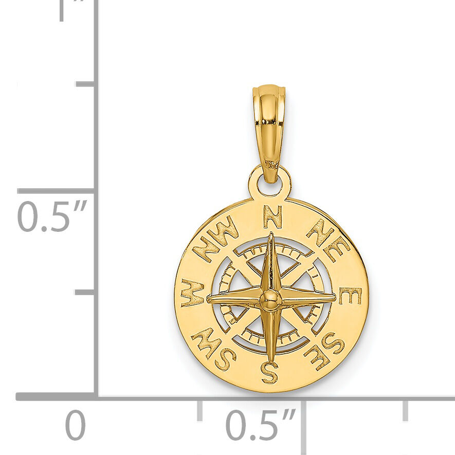 14K Mini Nautical Compass Charm-K7894
