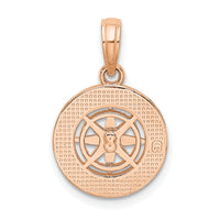 14K Rose and White Gold Mini Nautical Compass Pendant-K7894R