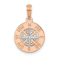 14K Rose and White Gold Mini Nautical Compass Pendant-K7894R