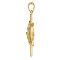 14K Star Frame w/ Nautical Compass Center Charm-K7895
