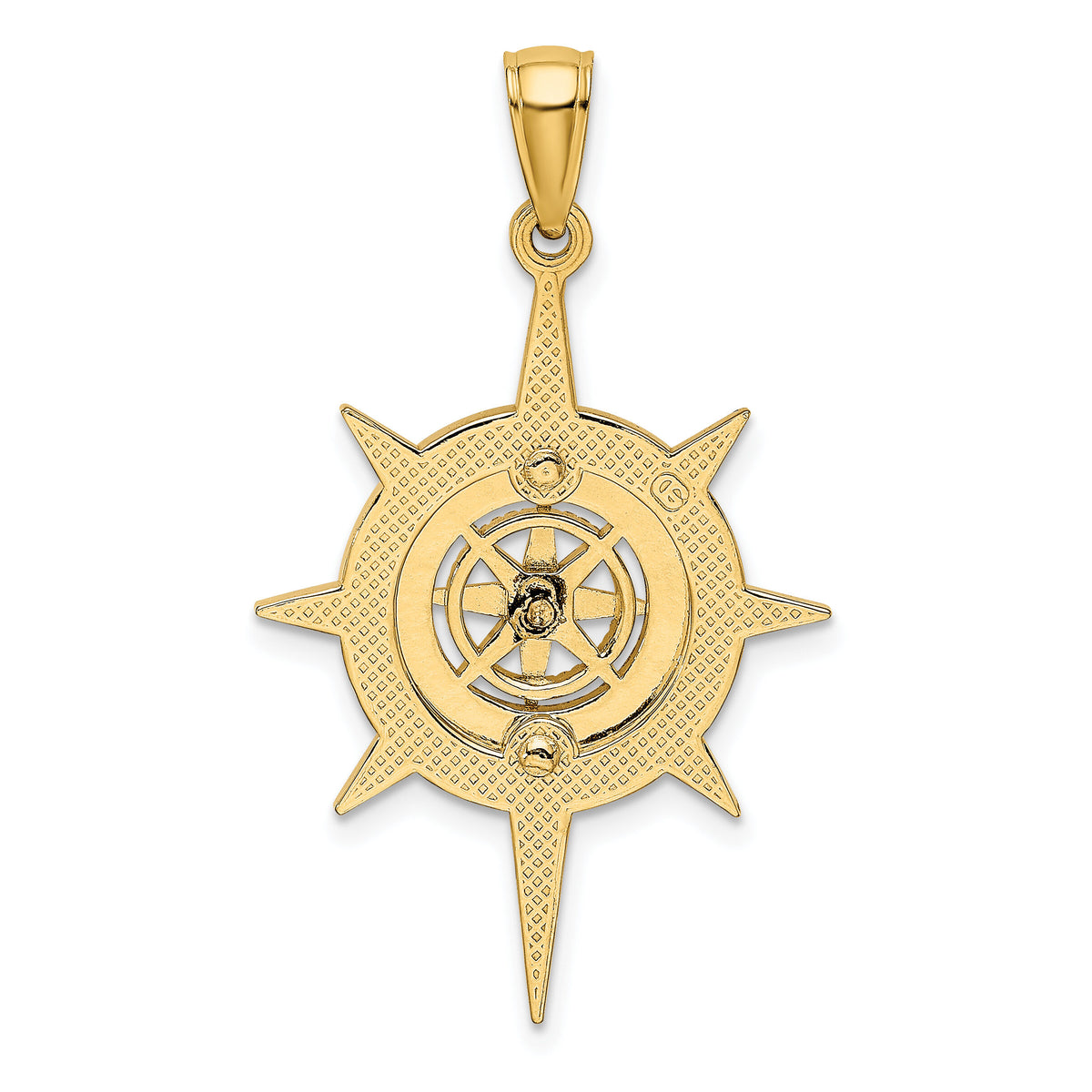 14K Star Frame w/ Nautical Compass Center Charm-K7895