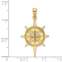 14K Star Frame w/ Nautical Compass Center Charm-K7895