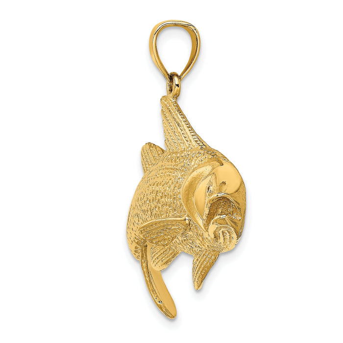 14K 2-D Textured Red Fish Charm-K7897