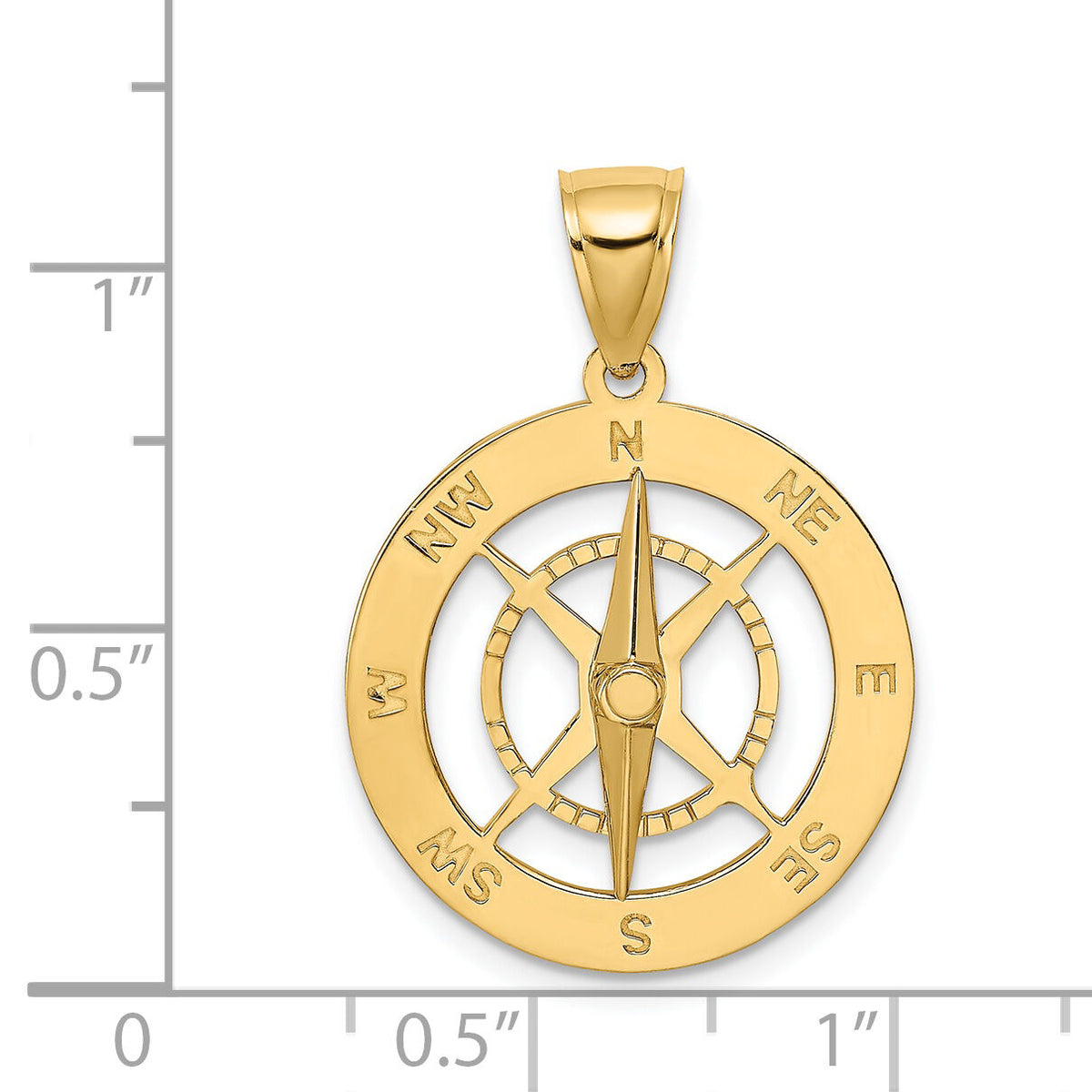 14K Nautical Compass with Moveable Needle Charm-K7898