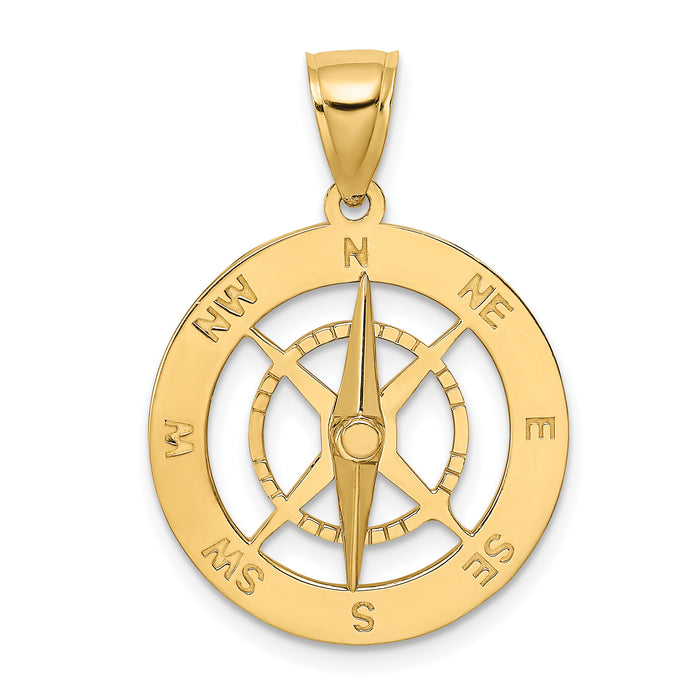 14K Nautical Compass with Moveable Needle Charm-K7898