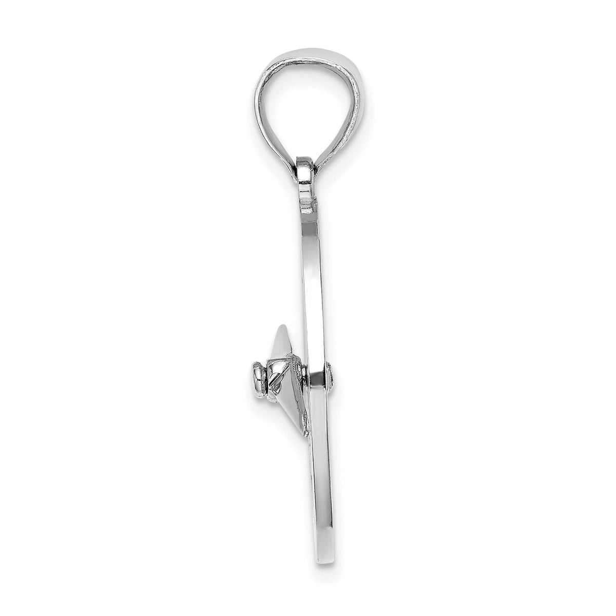 14K White Gold Nautical Compass W/Moveable Needle Charm-K7898W