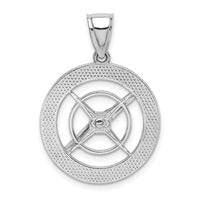 14K White Gold Nautical Compass W/Moveable Needle Charm-K7898W