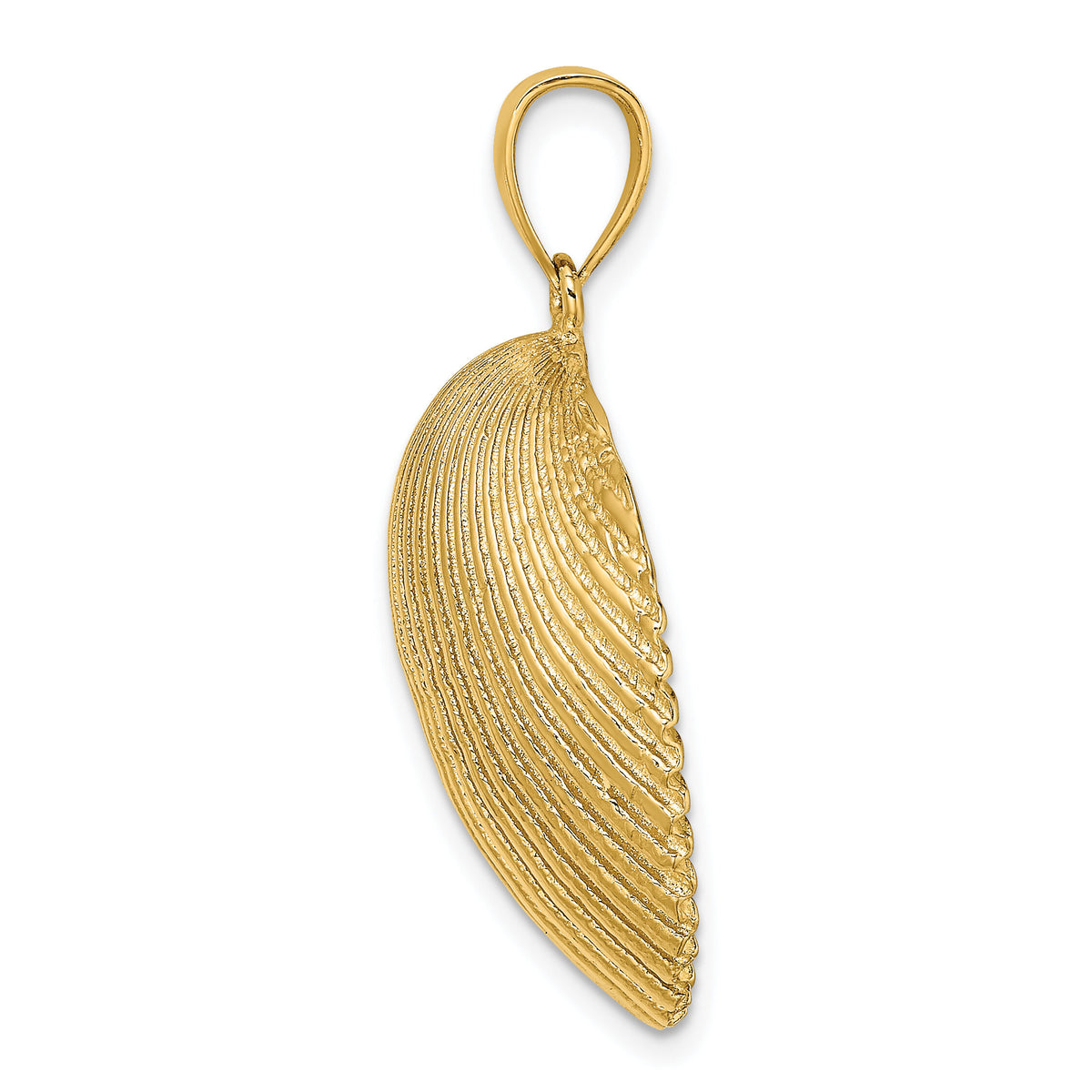 14K Textured Scallop Shell Charm-K7900