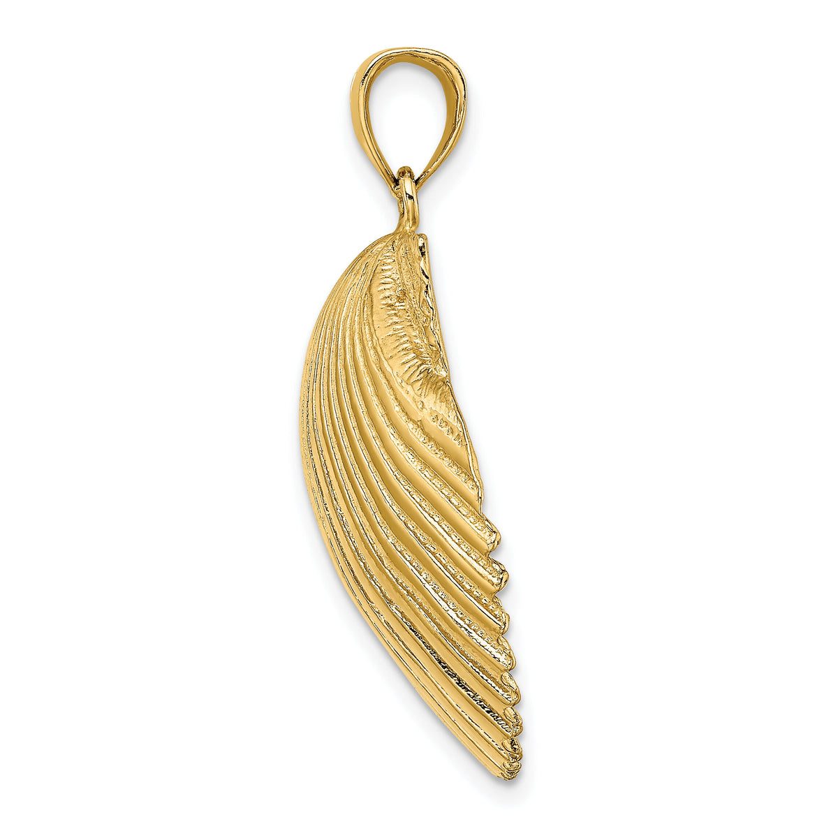 14K 3-D Textured Scallop Shell Charm-K7901
