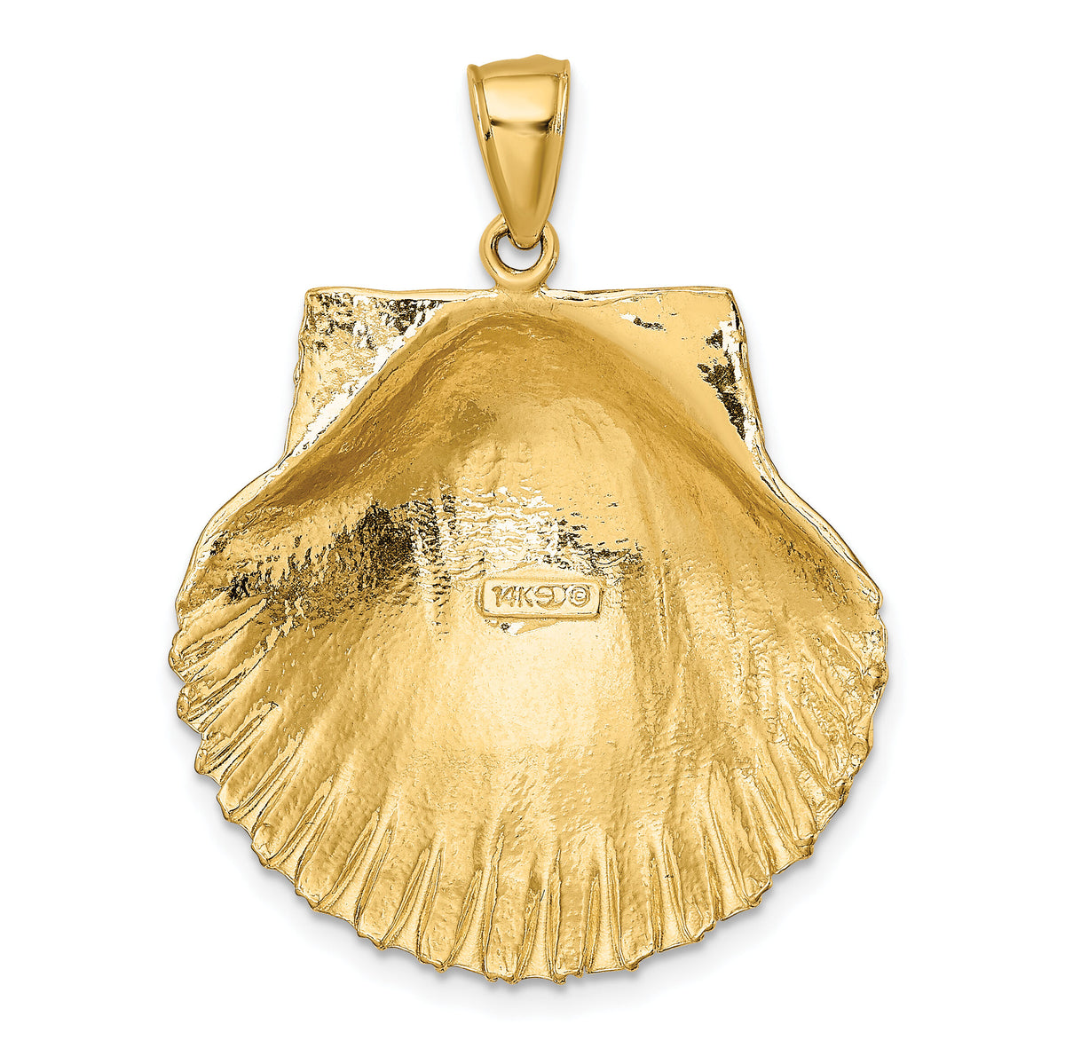 14K 3-D Textured Scallop Shell Charm-K7901