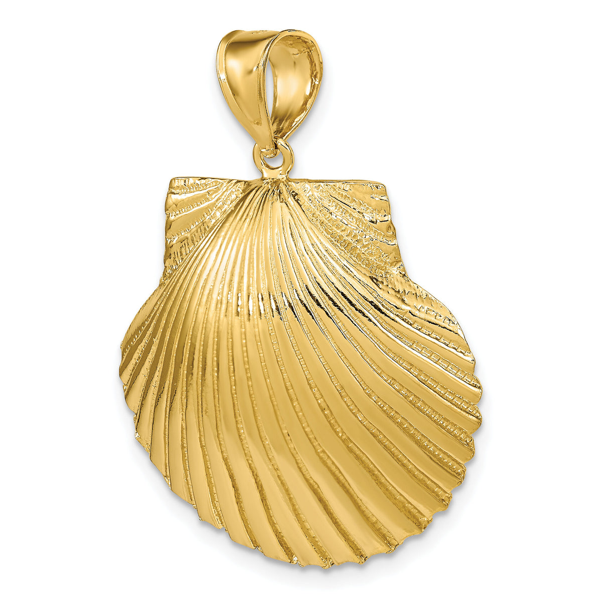 14K 3-D Textured Scallop Shell Charm-K7901