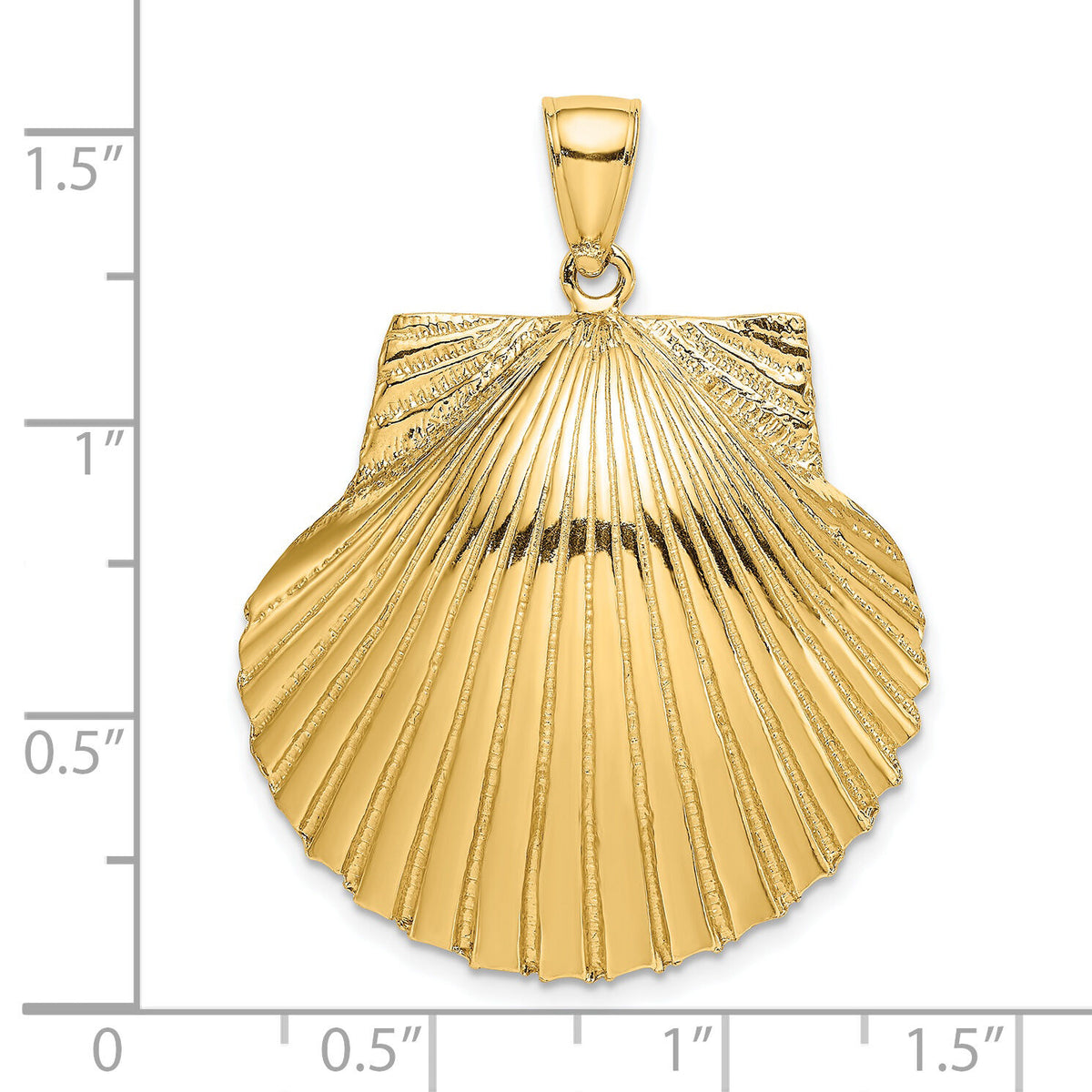 14K 3-D Textured Scallop Shell Charm-K7901