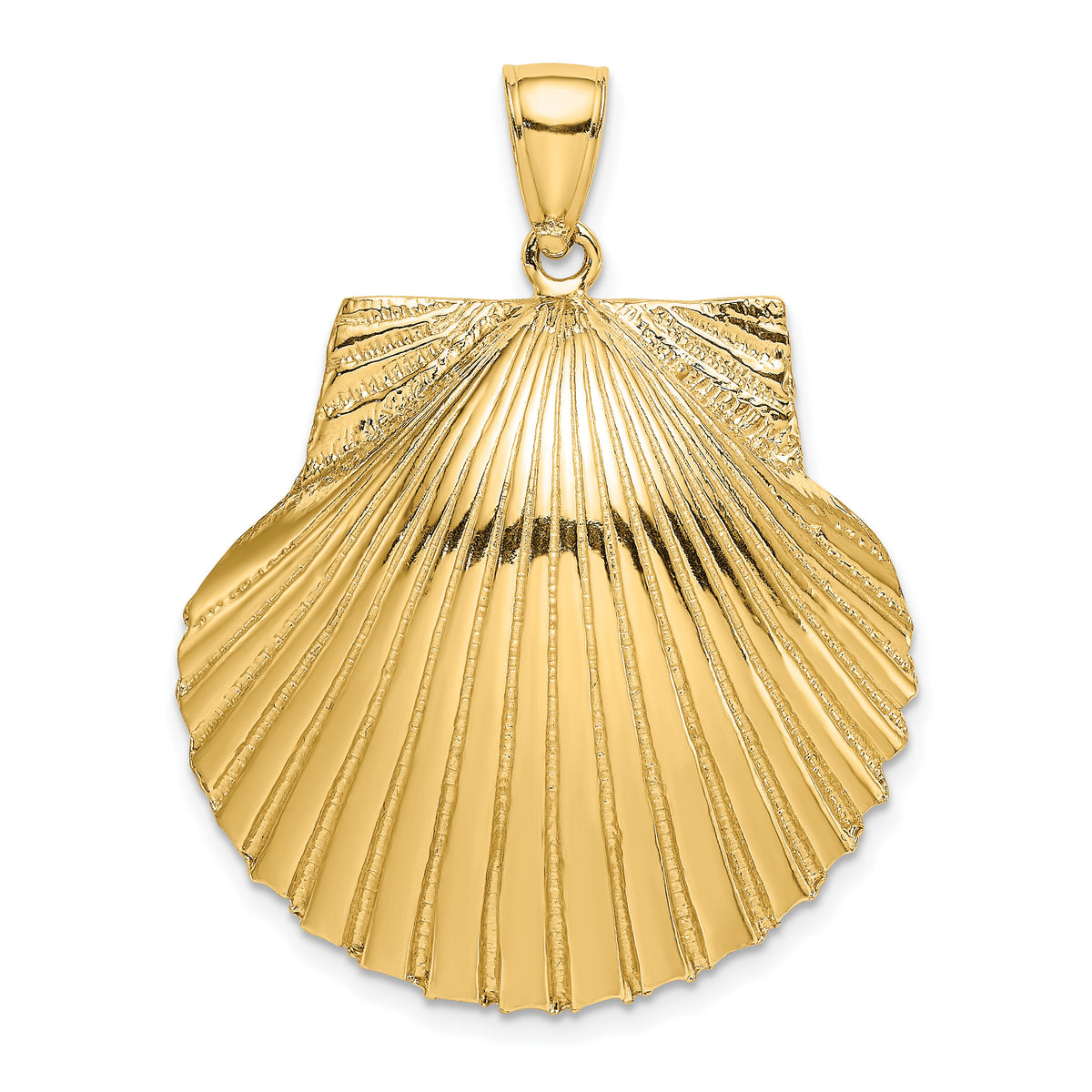 14K 3-D Textured Scallop Shell Charm-K7901