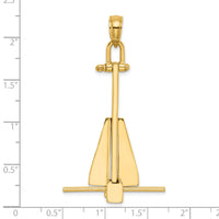 14K 3-D Moveable Danforth Anchor Charm-K7904
