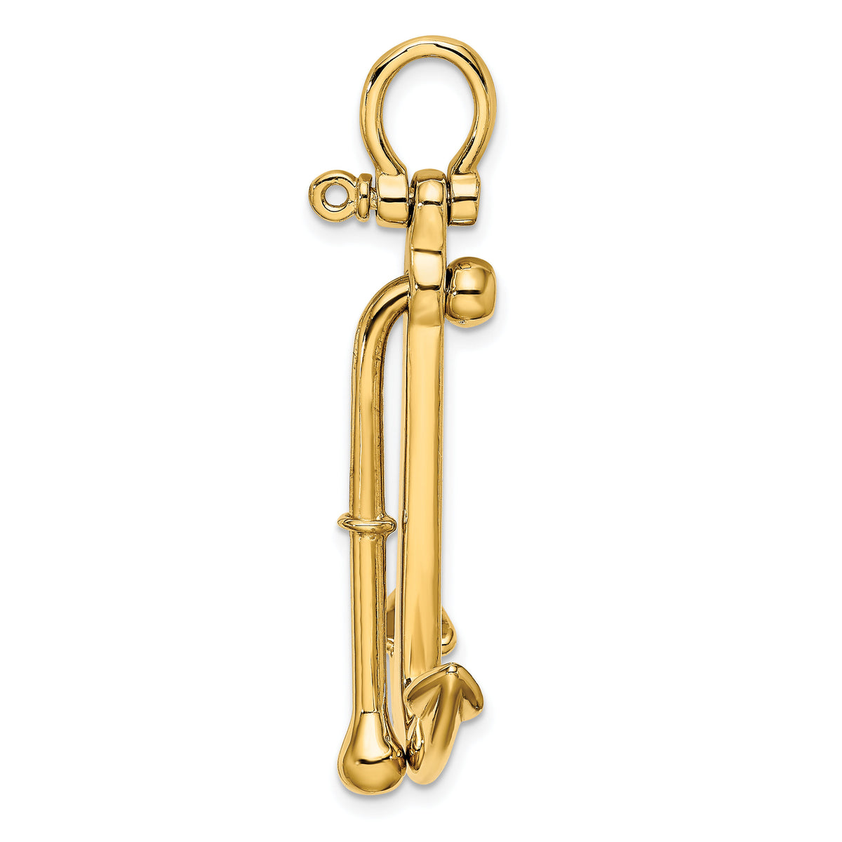 14K 3-D Polished Anchor 2 Piece and Moveable Charm-K7905