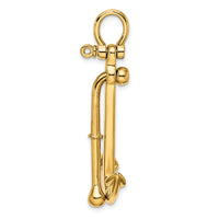 14K 3-D Polished Anchor 2 Piece and Moveable Charm-K7905
