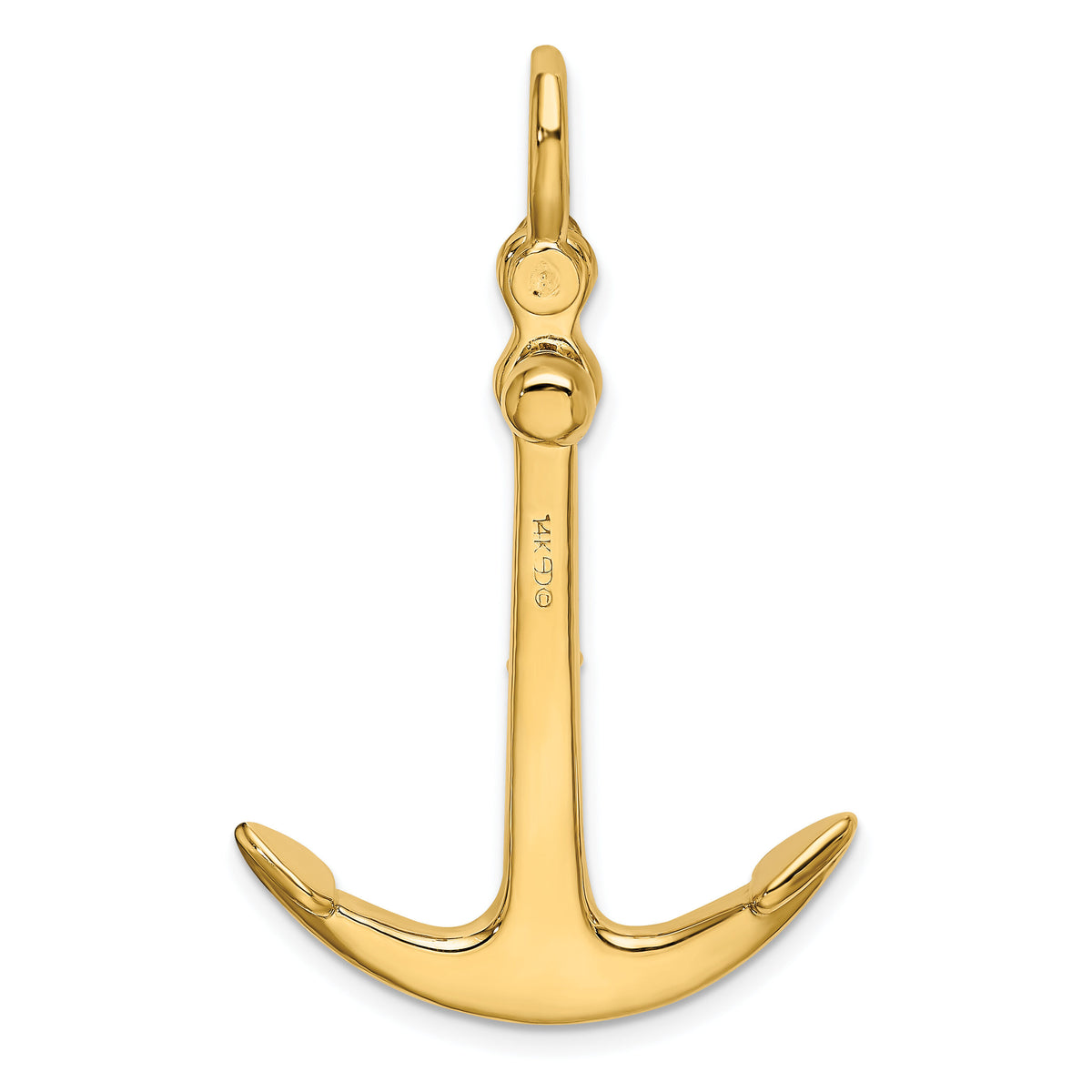 14K 3-D Polished Anchor 2 Piece and Moveable Charm-K7905