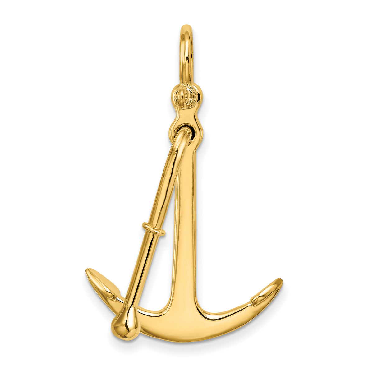 14K 3-D Polished Anchor 2 Piece and Moveable Charm-K7905