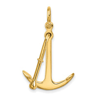 14K 3-D Polished Anchor 2 Piece and Moveable Charm-K7905