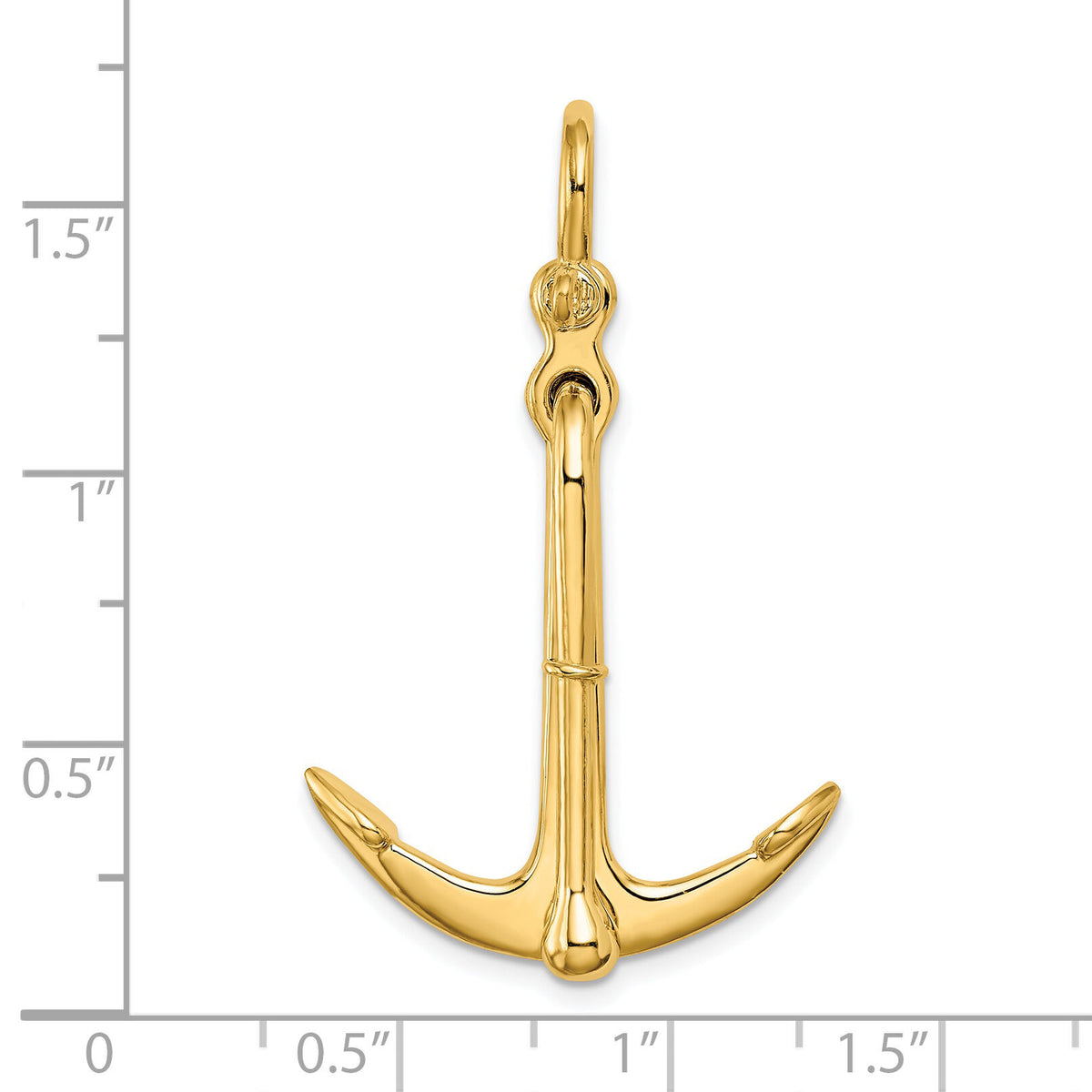 14K 3-D Polished Anchor 2 Piece and Moveable Charm-K7905