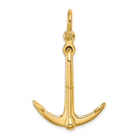14K 3-D Polished Anchor 2 Piece and Moveable Charm-K7905