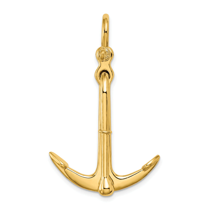 14K 3-D Polished Anchor 2 Piece and Moveable Charm-K7905