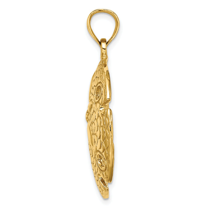 14K Polished and Textured Large Sand Dollar Charm-K7908