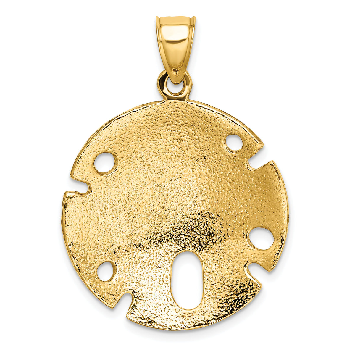 14K Polished and Textured Large Sand Dollar Charm-K7908
