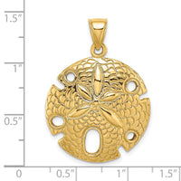 14K Polished and Textured Large Sand Dollar Charm-K7908