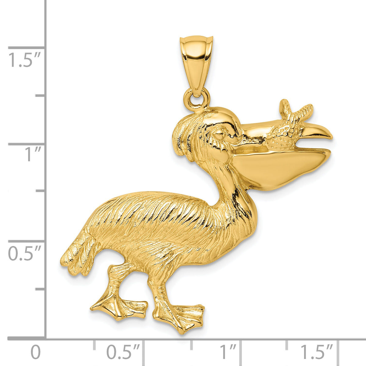 14K Pelican with Fish In Mouth Charm-K7915