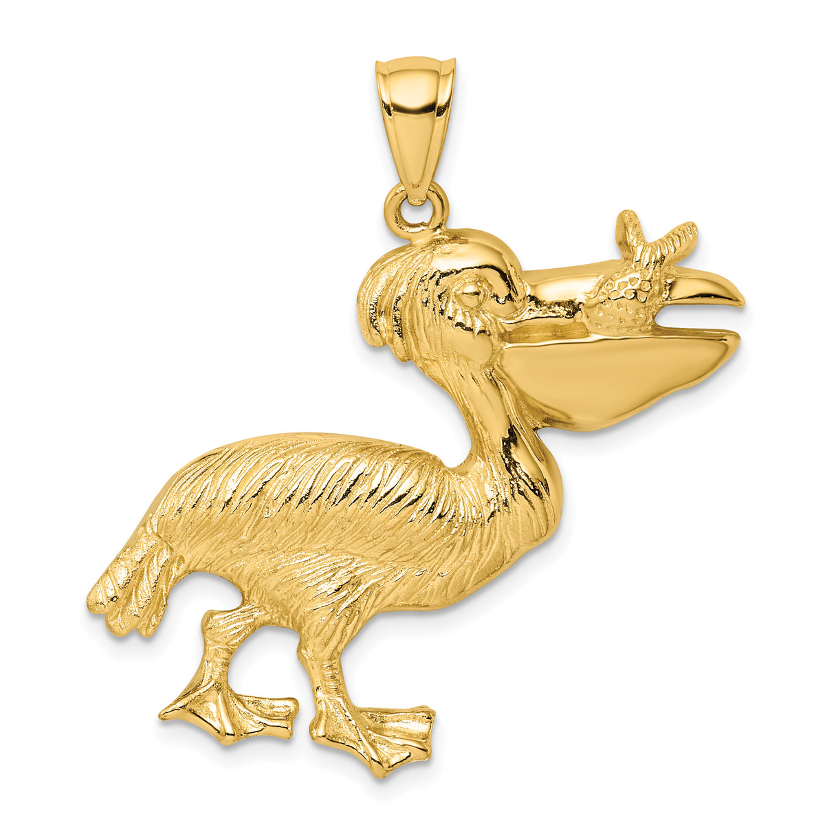 14K Pelican with Fish In Mouth Charm-K7915
