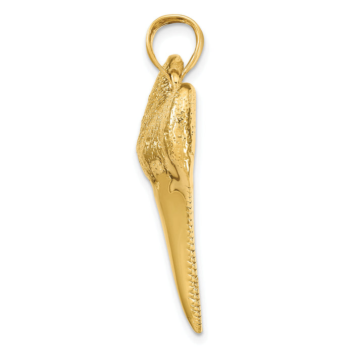 14K Solid Polished 3-D Shark Tooth Pendant-K7917