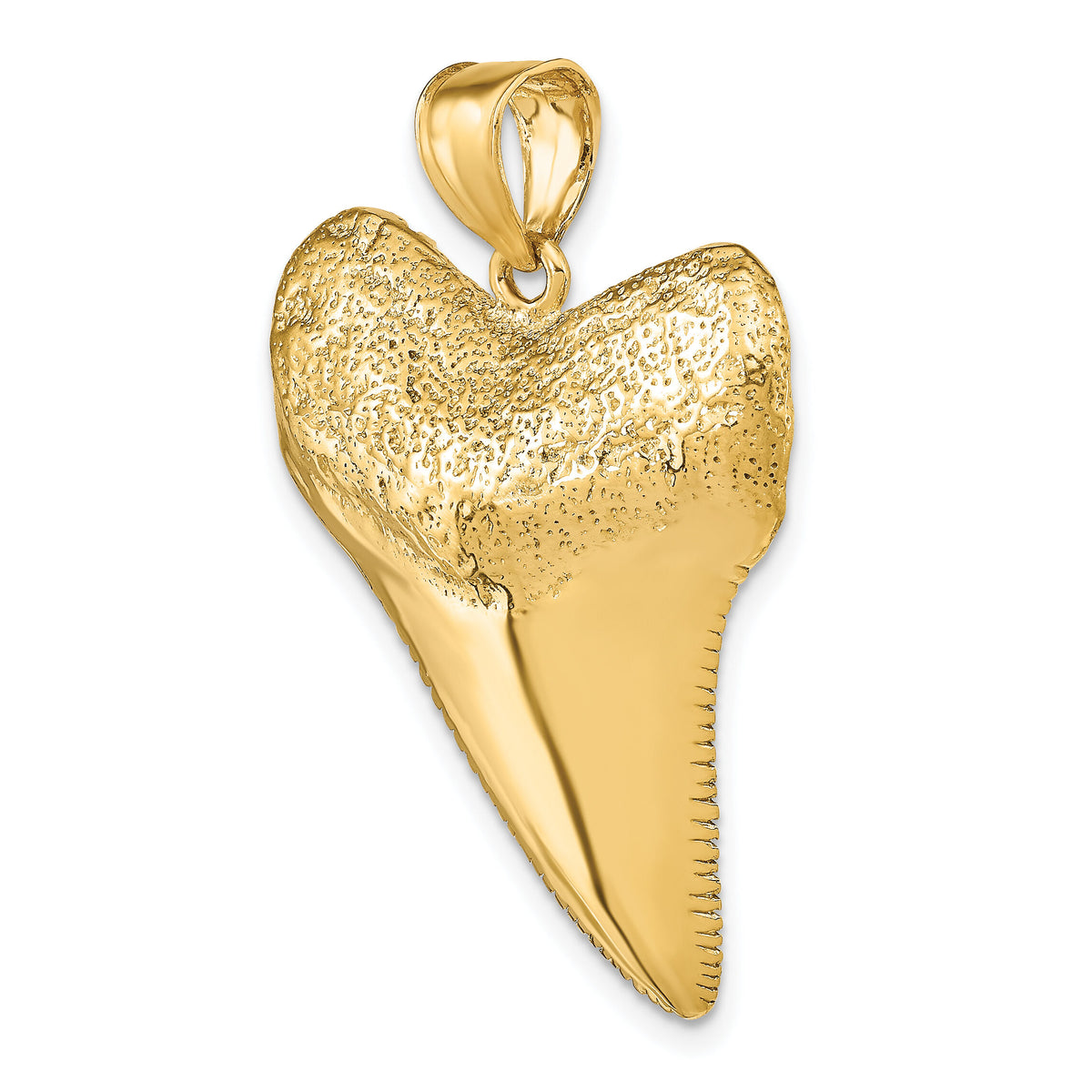 14K Solid Polished 3-D Shark Tooth Pendant-K7917