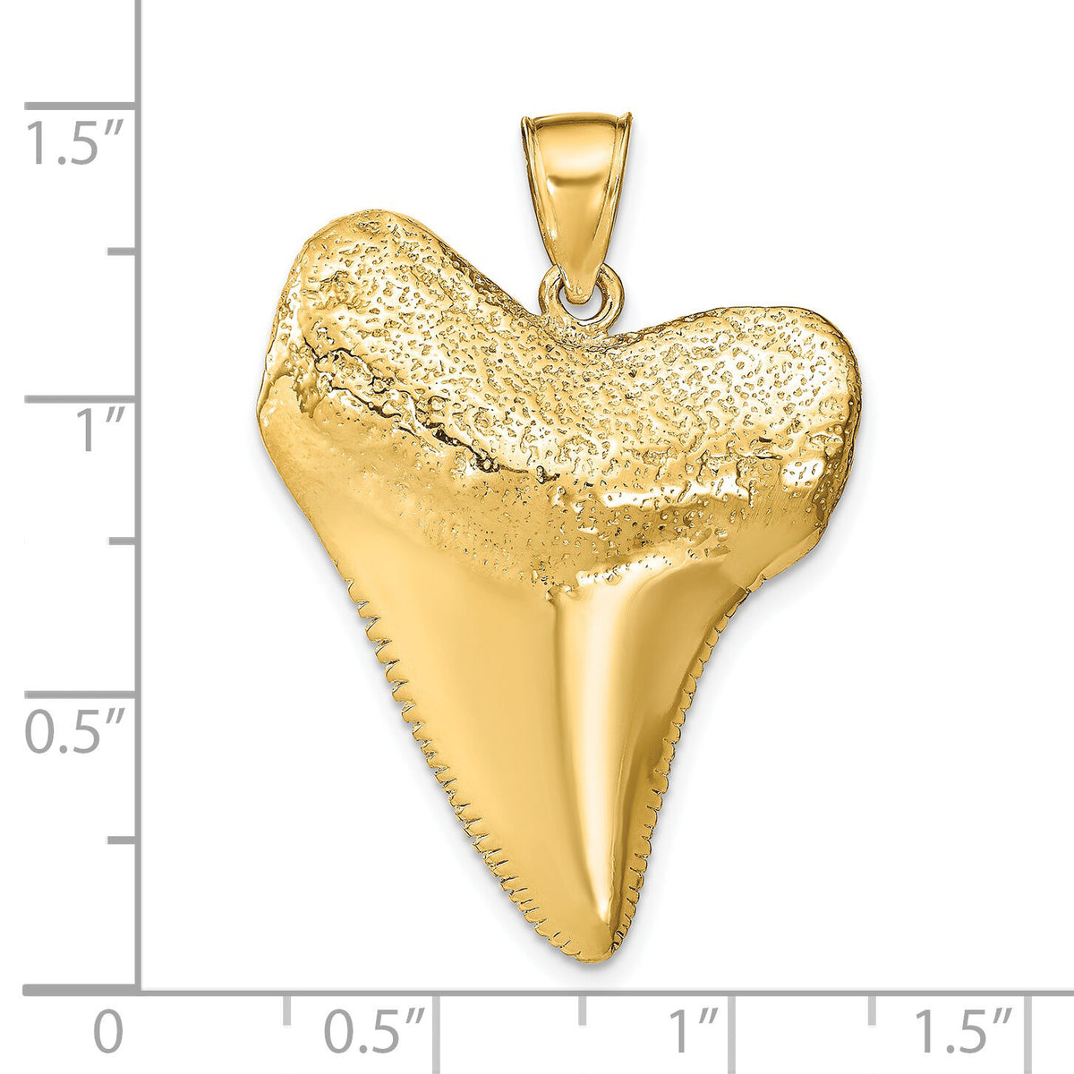14K Solid Polished 3-D Shark Tooth Pendant-K7917