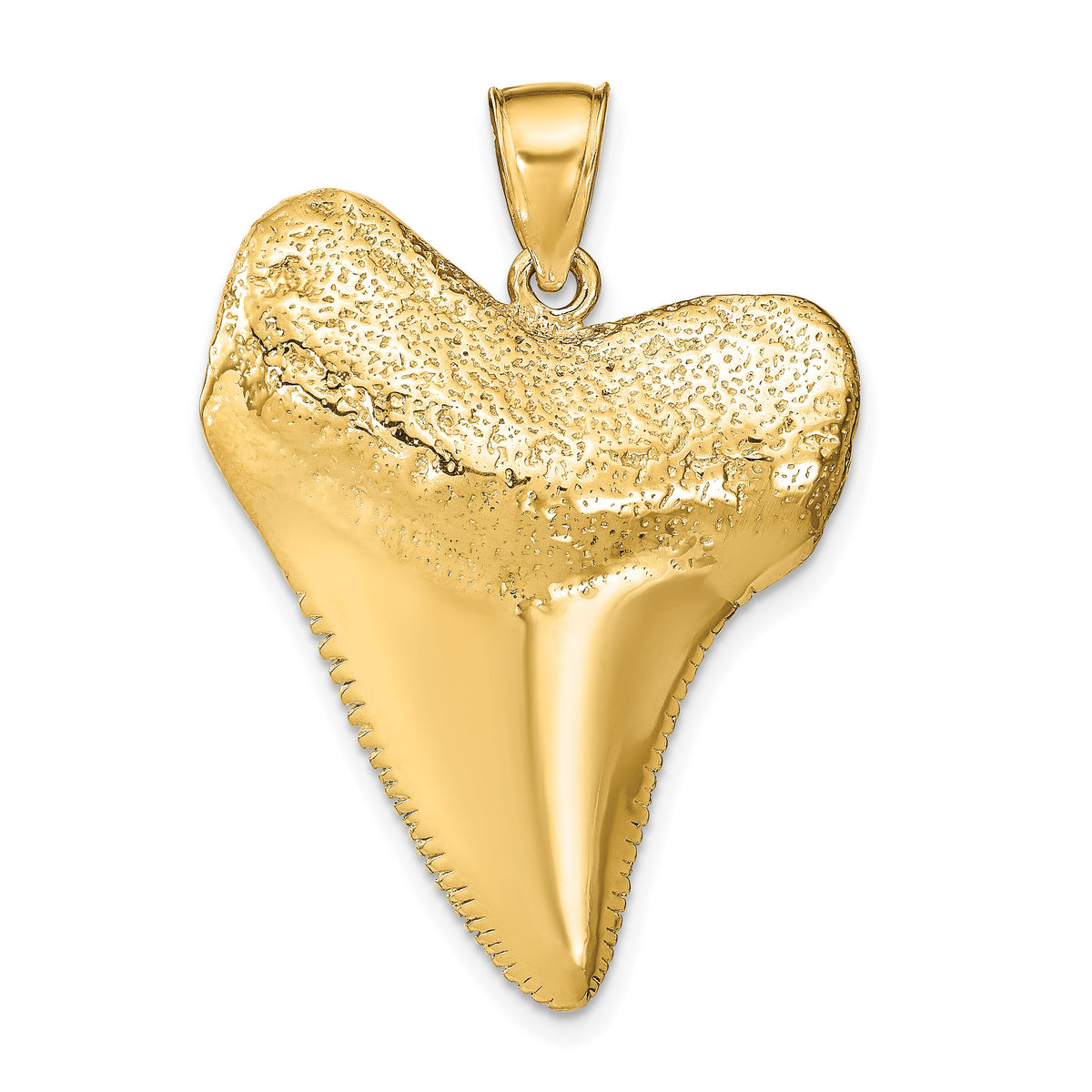 14K Solid Polished 3-D Shark Tooth Pendant-K7917