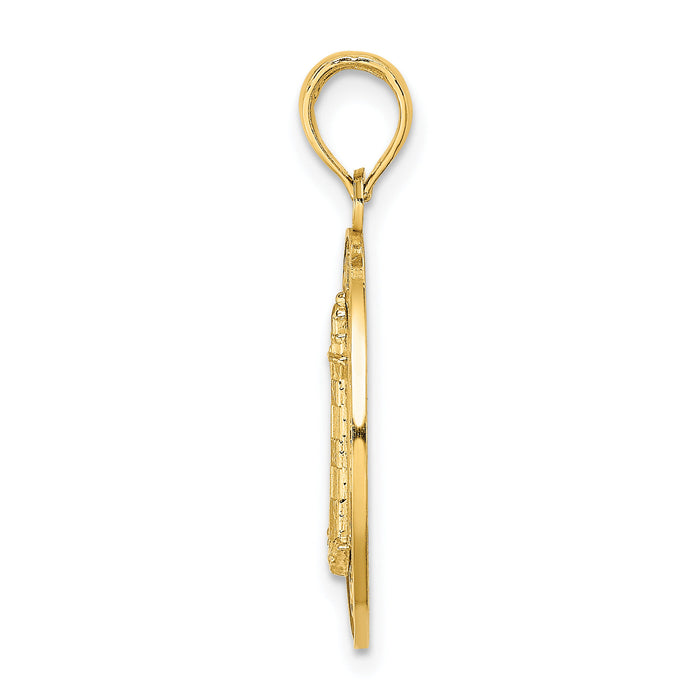 14K HILTON HEAD Lighthouse Round Charm-K7919