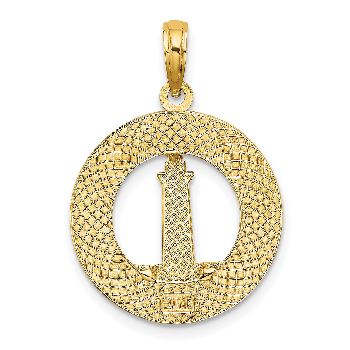 14K HILTON HEAD Lighthouse Round Charm-K7919