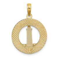 14K HILTON HEAD Lighthouse Round Charm-K7919