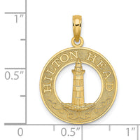14K HILTON HEAD Lighthouse Round Charm-K7919