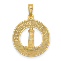 14K HILTON HEAD Lighthouse Round Charm-K7919