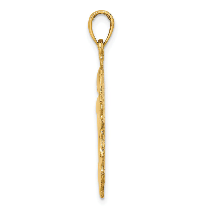14K 2-D Polished Double Dolphins Charm-K7923