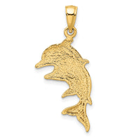 14K 2-D Polished Double Dolphins Charm-K7923