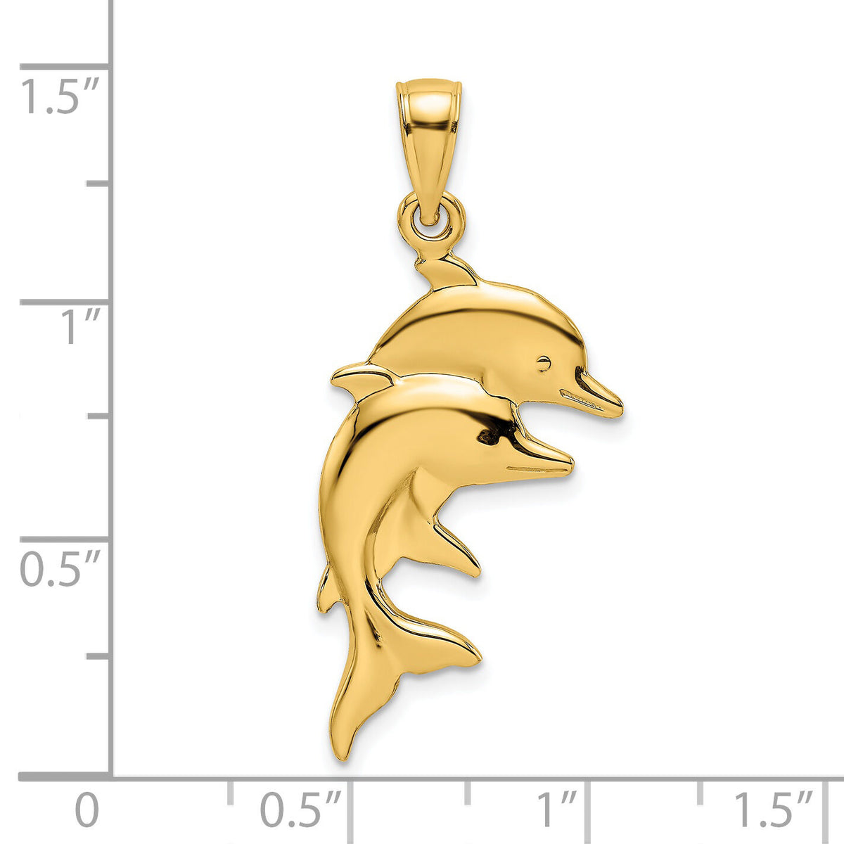 14K 2-D Polished Double Dolphins Charm-K7923