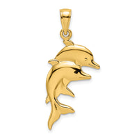 14K 2-D Polished Double Dolphins Charm-K7923