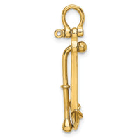 14K 3-D Polished Anchor 2 Piece and Moveable Charm-K7925