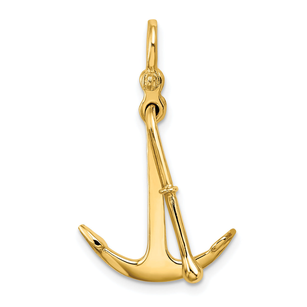 14K 3-D Polished Anchor 2 Piece and Moveable Charm-K7925