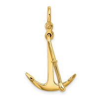 14K 3-D Polished Anchor 2 Piece and Moveable Charm-K7925