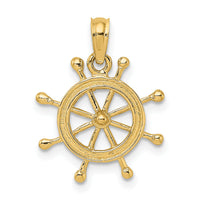14K 2-D Ship Wheel Charm-K7926